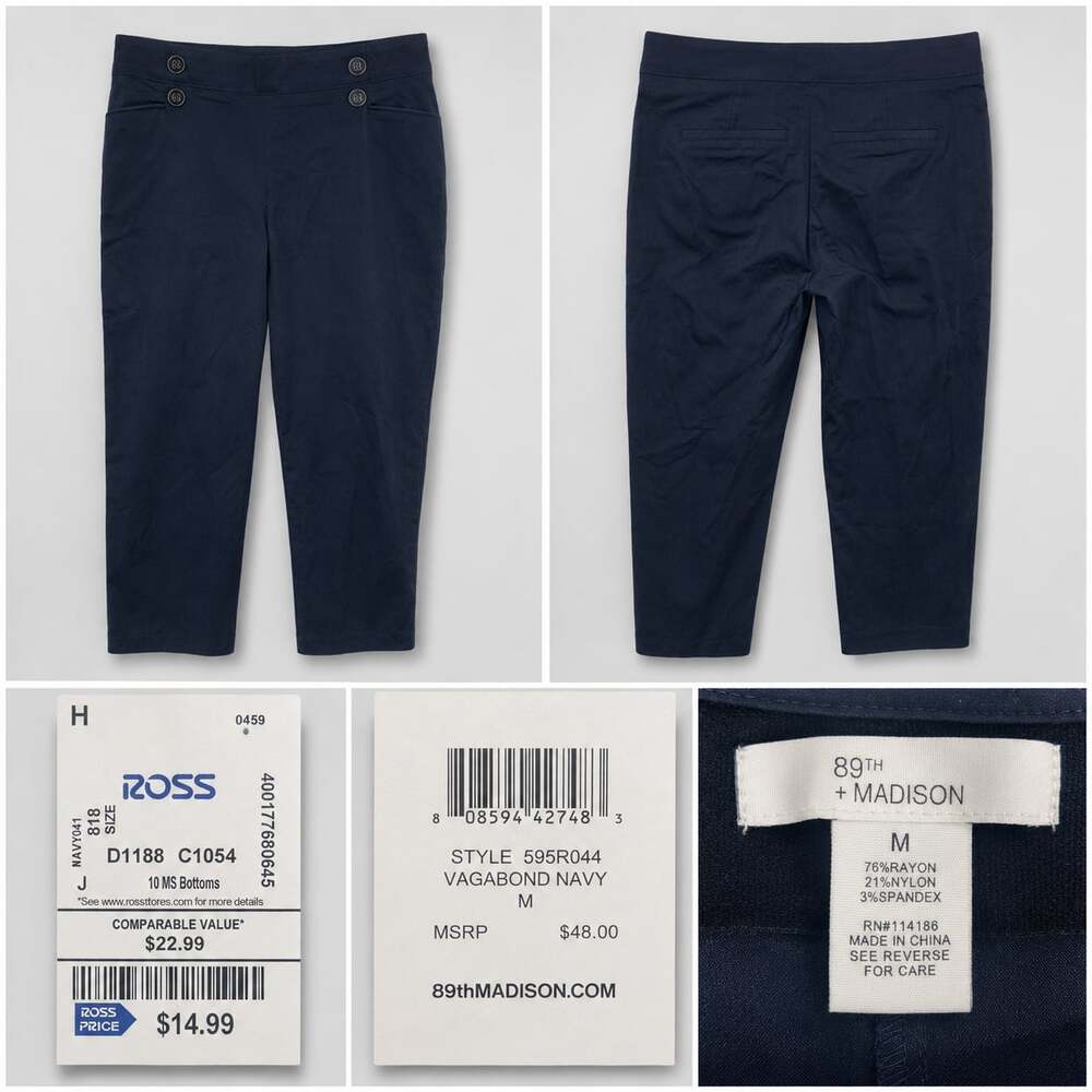 89th + MADISON Vagabond Navy Pull-On Capri Pants, Size M